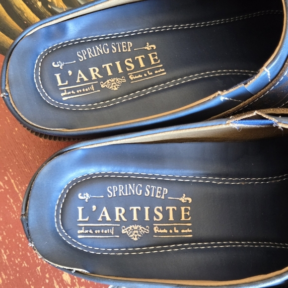 L'Artiste Spring Step Zoozi Western Leather Slipon Mules Shoes Rhinestone Buckle - Picture 5 of 12